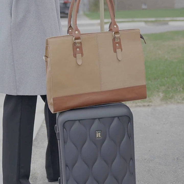 Load video: Women's Laptop Bag with luggage trolley strap